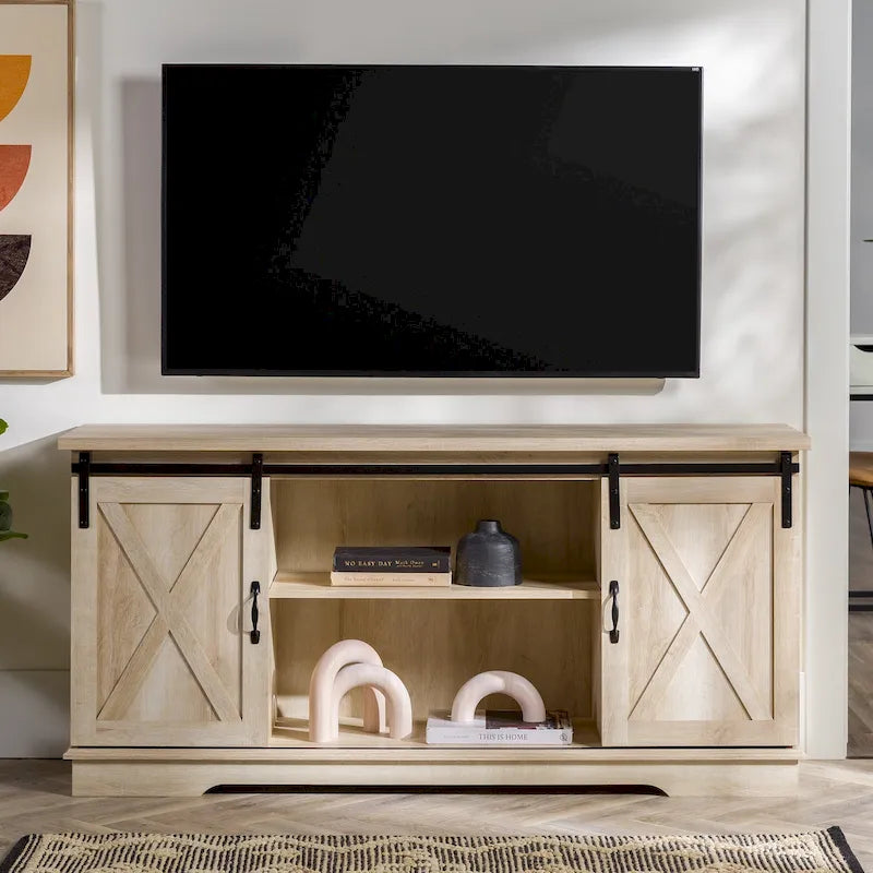 Meuble TV de 58 pouces style porte de grange coulissante