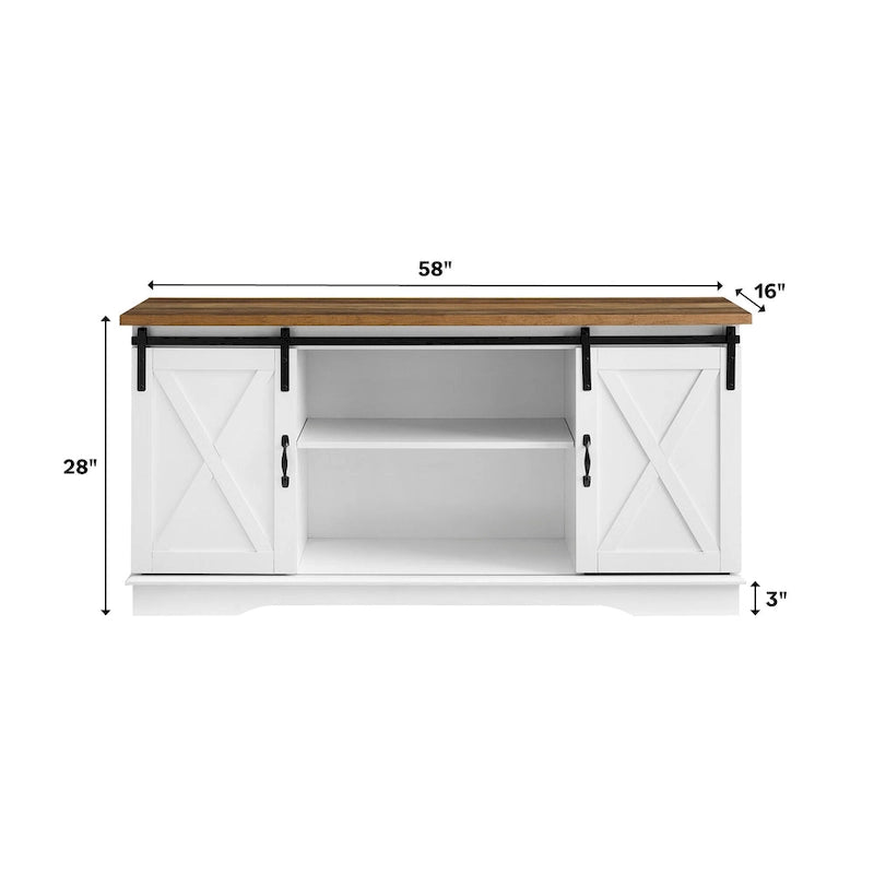 Meuble TV de 58 pouces style porte de grange coulissante