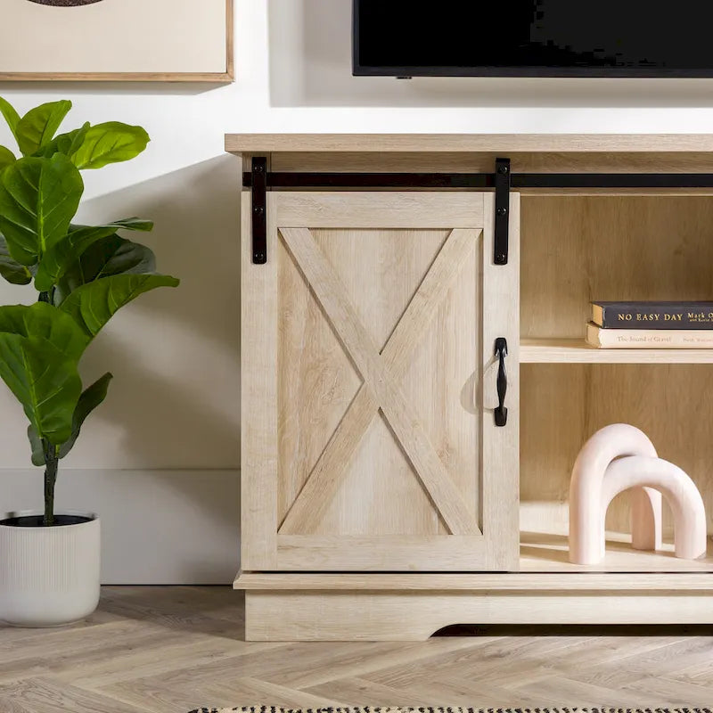 Meuble TV de 58 pouces style porte de grange coulissante