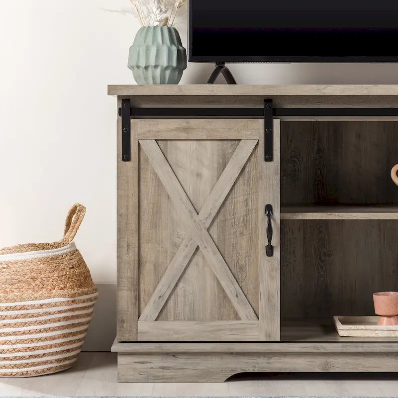 Meuble TV de 58 pouces style porte de grange coulissante