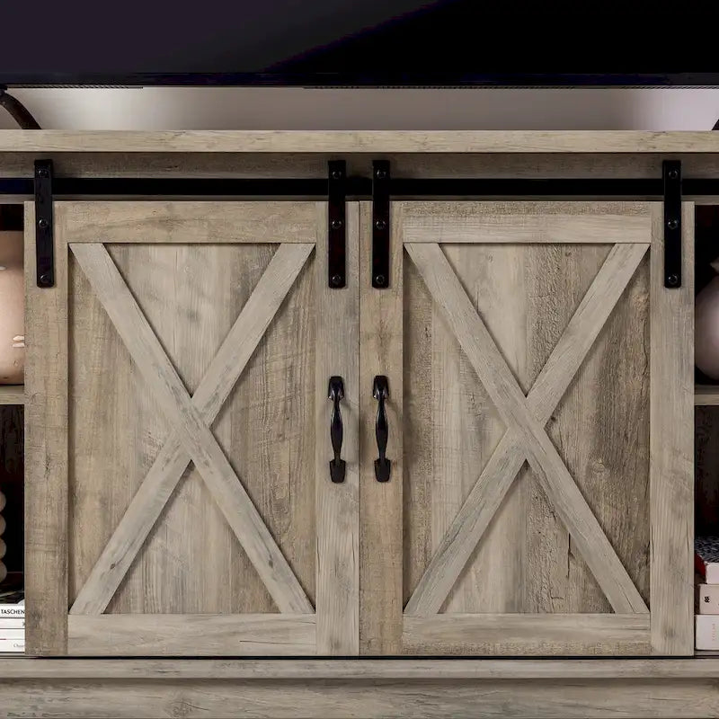 Meuble TV de 58 pouces style porte de grange coulissante