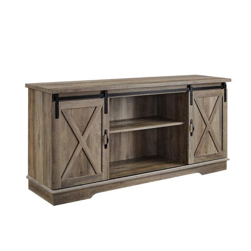 Meuble TV de 58 pouces style porte de grange coulissante