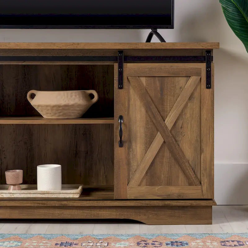 Meuble TV de 58 pouces style porte de grange coulissante
