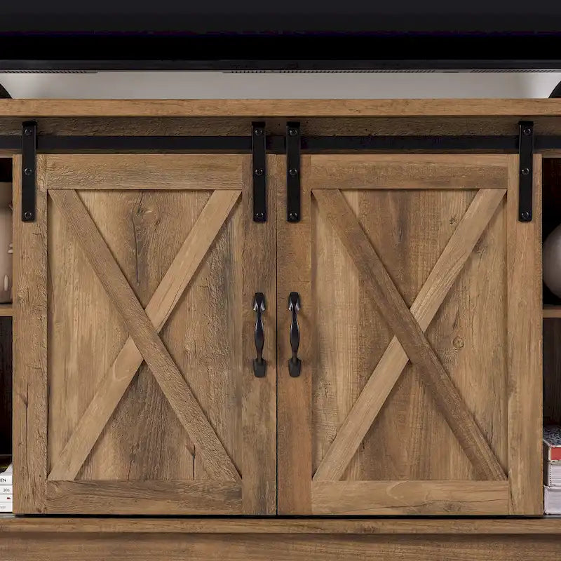 Meuble TV de 58 pouces style porte de grange coulissante