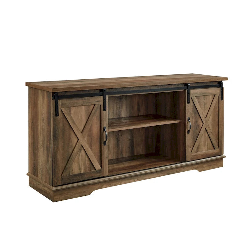Meuble TV de 58 pouces style porte de grange coulissante