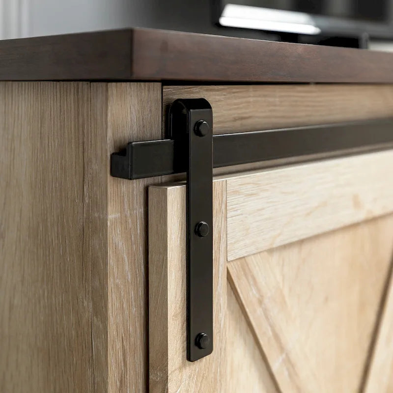 Meuble TV de 58 pouces style porte de grange coulissante