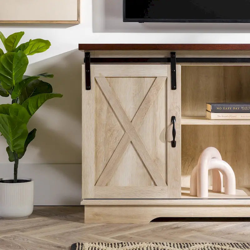 Meuble TV de 58 pouces style porte de grange coulissante