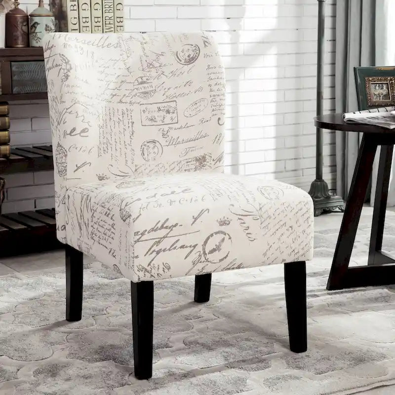 Fauteuil d'appoint rembourré blanc 29,13 avec pieds en bois