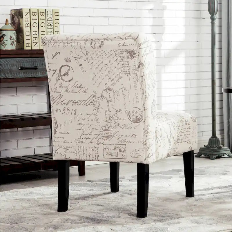 Fauteuil d'appoint rembourré blanc 29,13 avec pieds en bois