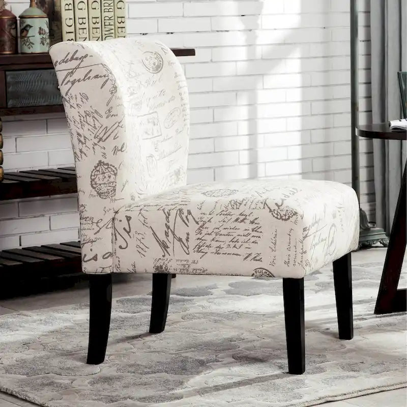 Fauteuil d'appoint rembourré blanc 29,13 avec pieds en bois