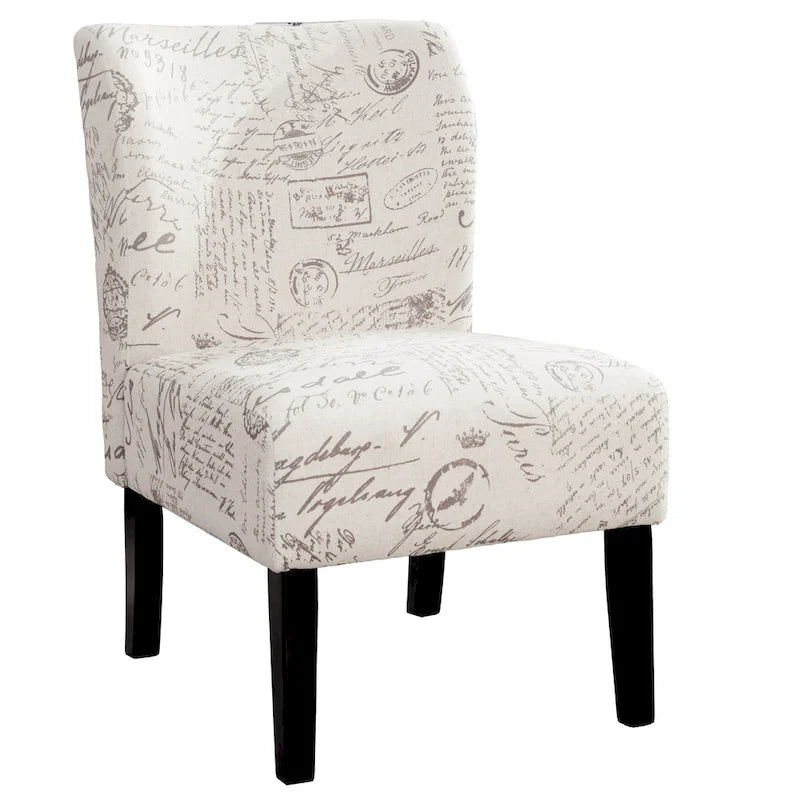 Fauteuil d'appoint rembourré blanc 29,13 avec pieds en bois