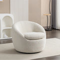 Fauteuil Bouclé Crème Blanc 31" avec Piètement Pivotant