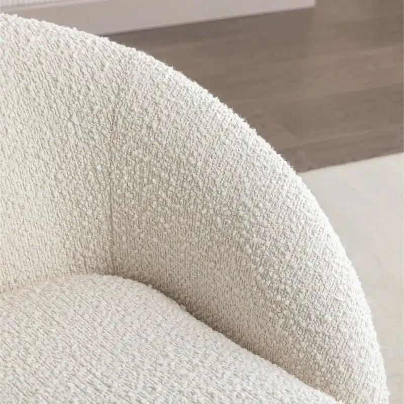Fauteuil Bouclé Crème Blanc 31" avec Piètement Pivotant
