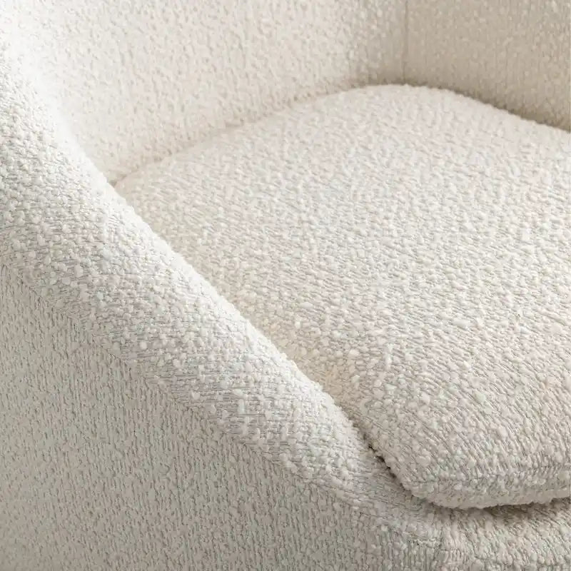 Fauteuil Bouclé Crème Blanc 31" avec Piètement Pivotant