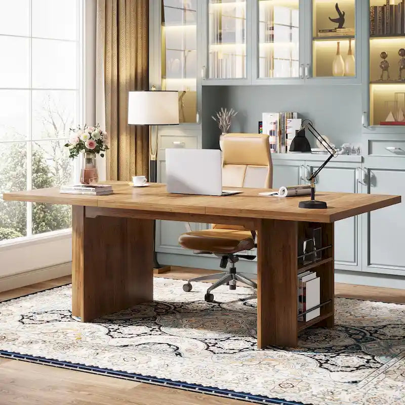Bureau de direction de 160 cm, grand bureau d'ordinateur avec rangement