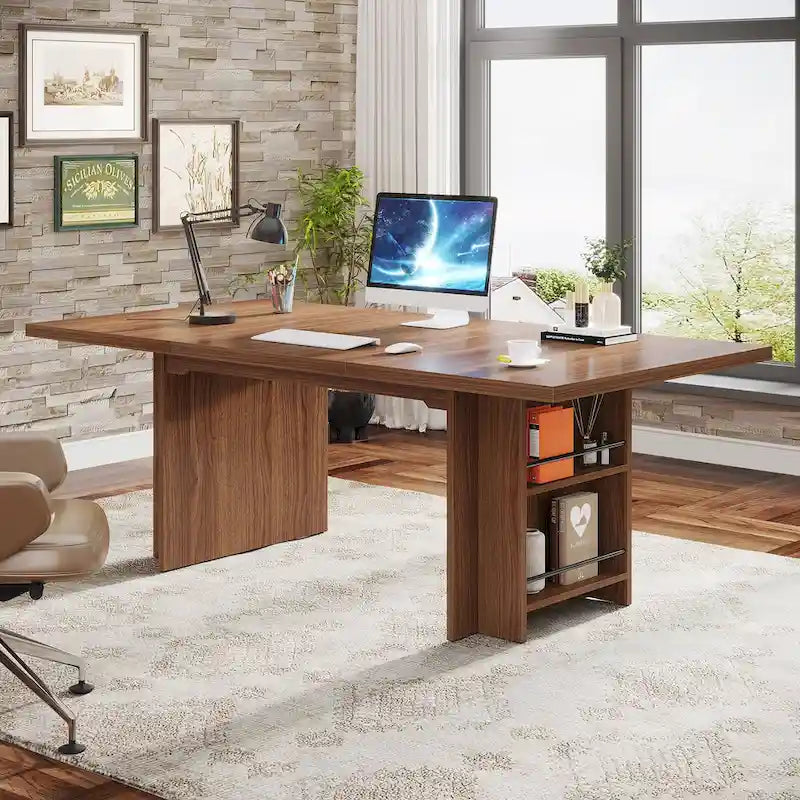 Bureau de direction de 160 cm, grand bureau d'ordinateur avec rangement
