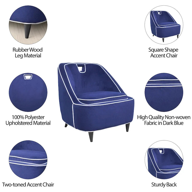 Fauteuil d'appoint moderne rembourré bicolore - 28 x 30 x 31