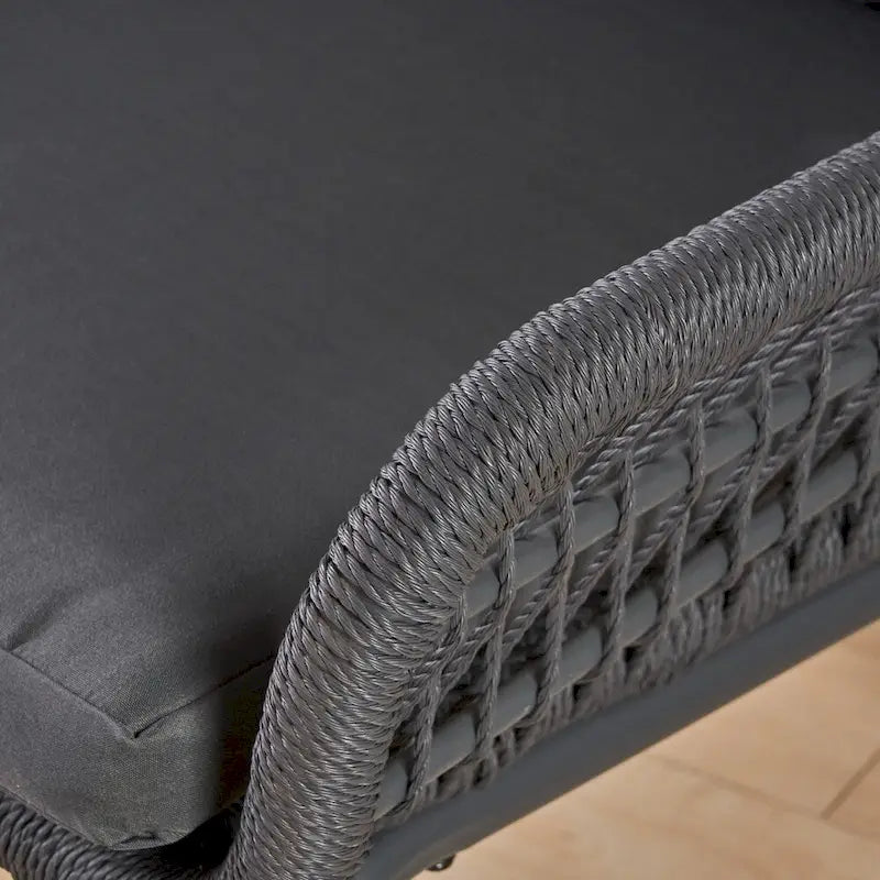 Fauteuil d'intérieur à structure en acier et tressage en corde (avec coussin)
