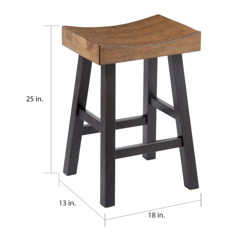 Tabouret de bar bicolore sans dossier (lot de 2)