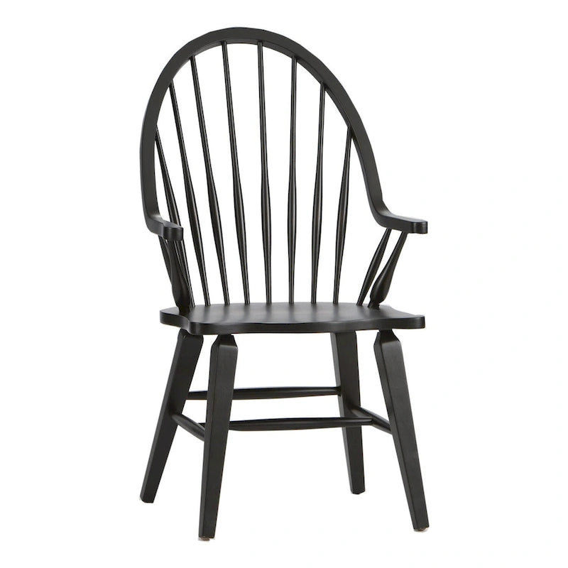 Chaise de salle à manger noire avec dossier et accoudoirs