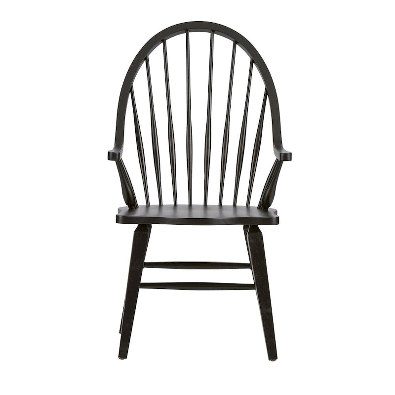 Chaise de salle à manger noire avec dossier et accoudoirs