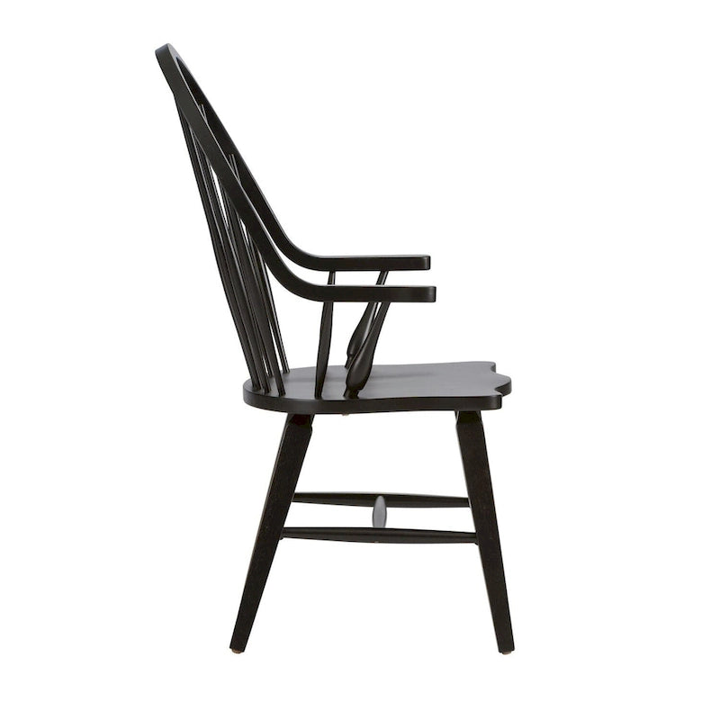 Chaise de salle à manger noire avec dossier et accoudoirs