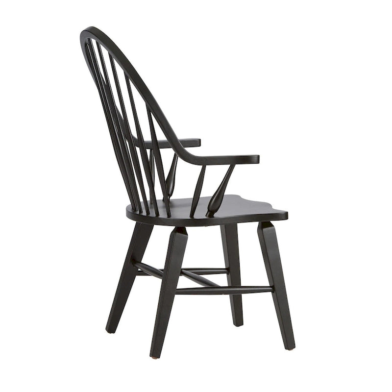 Chaise de salle à manger noire avec dossier et accoudoirs