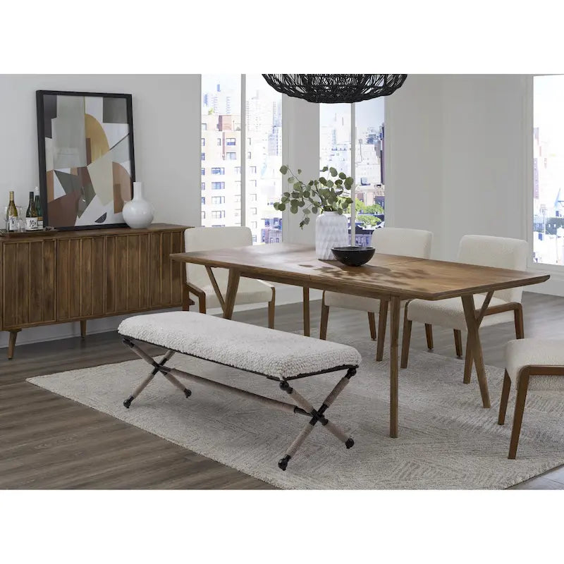 Banquette double en bouclette rembourrée ivoire