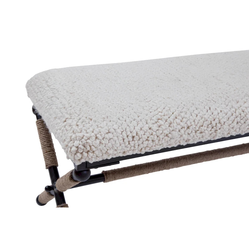 Banquette double en bouclette rembourrée ivoire