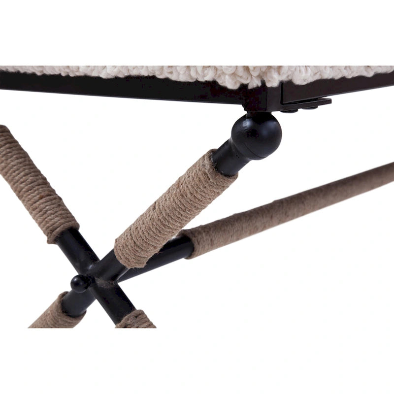 Banquette double en bouclette rembourrée ivoire