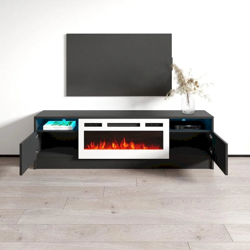 Meuble TV de 63 pouces avec foyer électrique