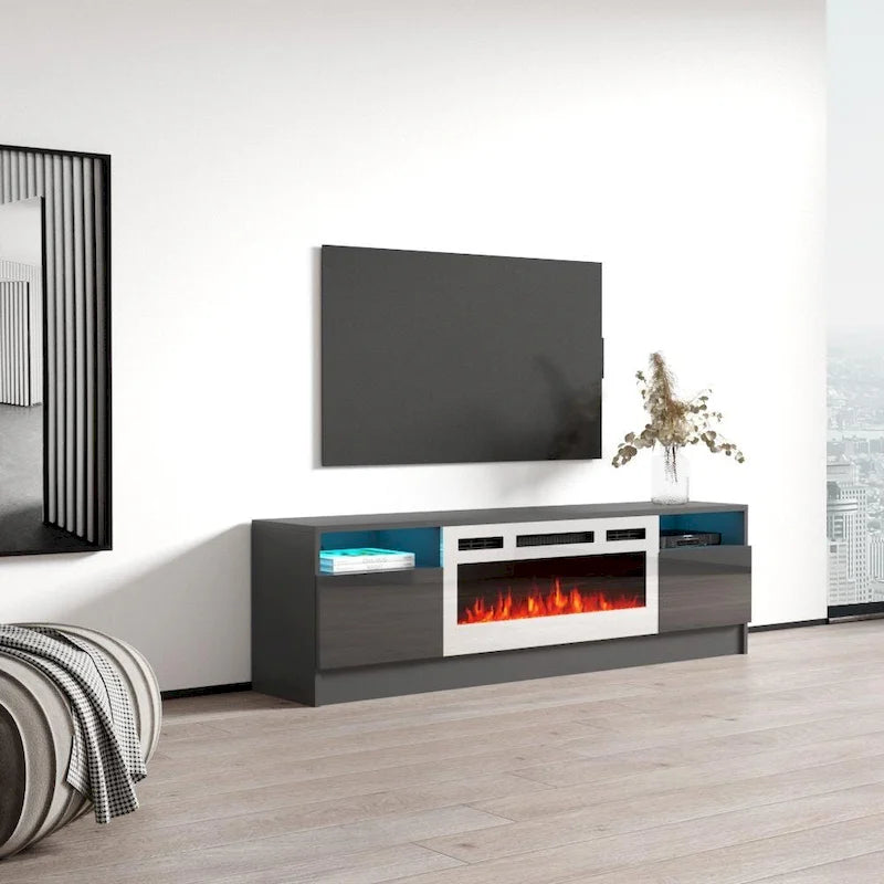 Meuble TV de 63 pouces avec foyer électrique