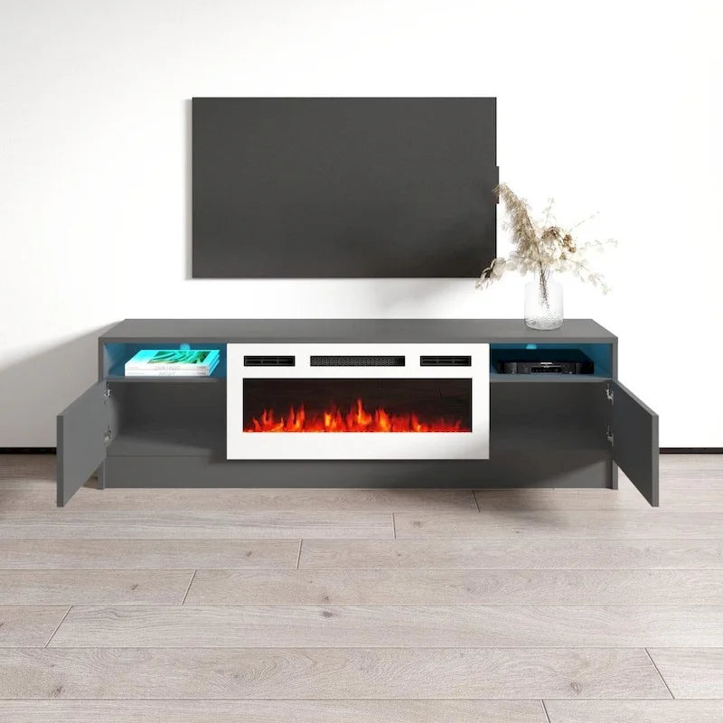 Meuble TV de 63 pouces avec foyer électrique
