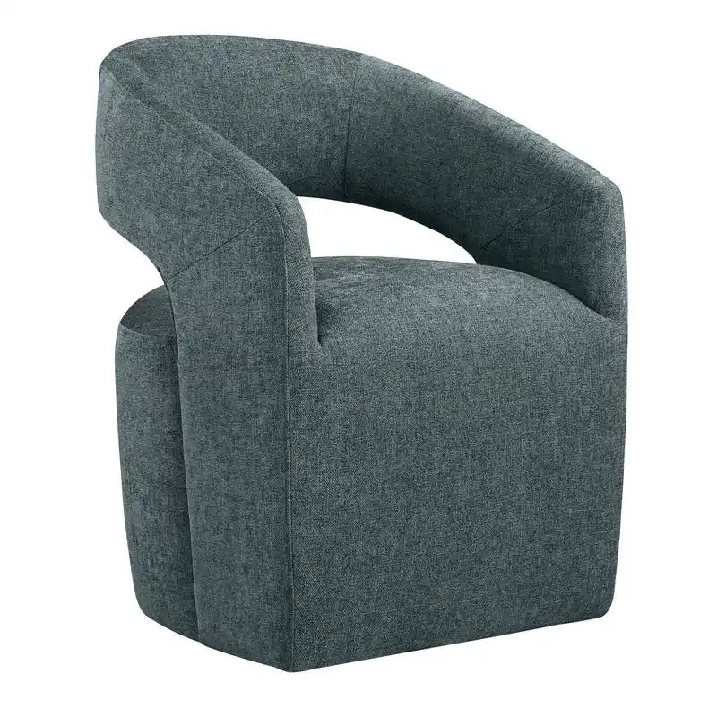 Chaise de salle à manger tonneau moderne avec roulettes et dossier ouvert, entièrement assemblée
