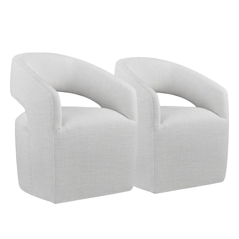Chaise de salle à manger tonneau moderne avec roulettes et dossier ouvert, entièrement assemblée