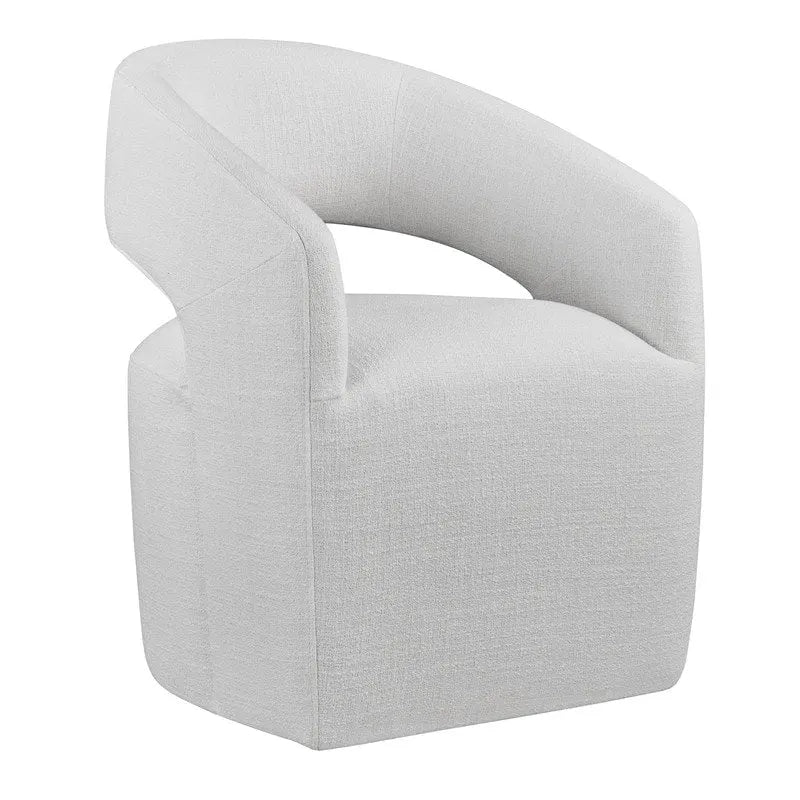 Chaise de salle à manger tonneau moderne avec roulettes et dossier ouvert, entièrement assemblée
