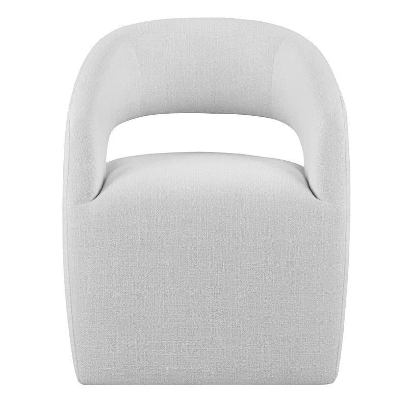 Chaise de salle à manger tonneau moderne avec roulettes et dossier ouvert, entièrement assemblée