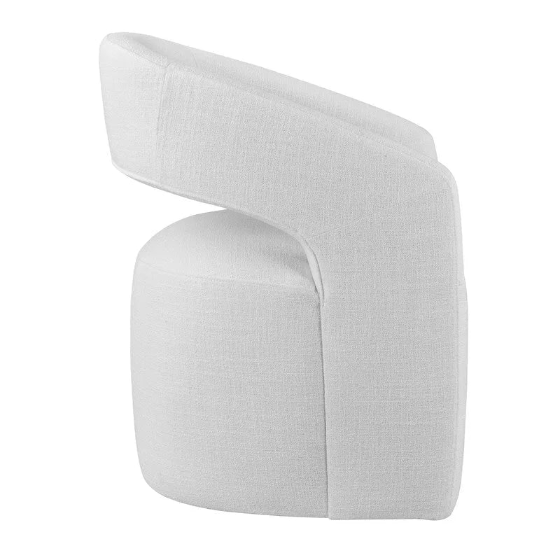 Chaise de salle à manger tonneau moderne avec roulettes et dossier ouvert, entièrement assemblée