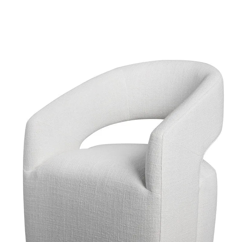 Chaise de salle à manger tonneau moderne avec roulettes et dossier ouvert, entièrement assemblée