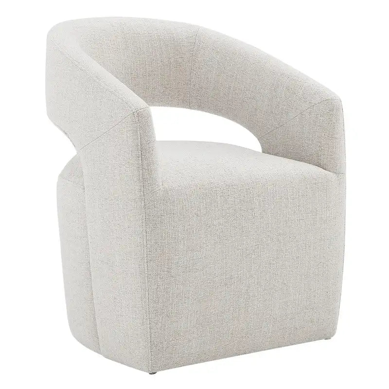 Chaise de salle à manger tonneau moderne avec roulettes et dossier ouvert, entièrement assemblée