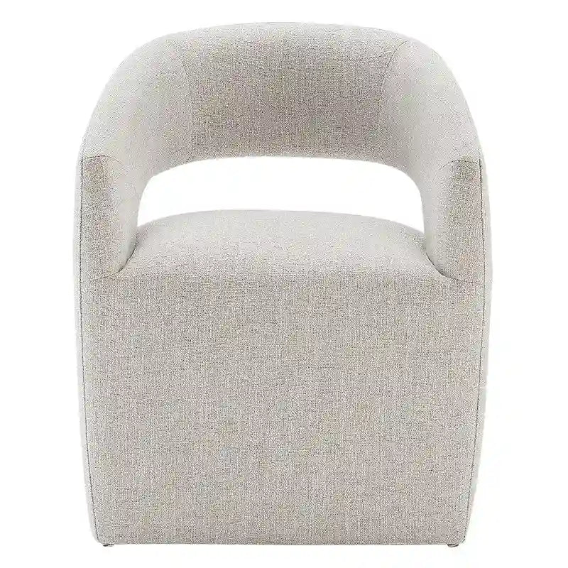 Chaise de salle à manger tonneau moderne avec roulettes et dossier ouvert, entièrement assemblée