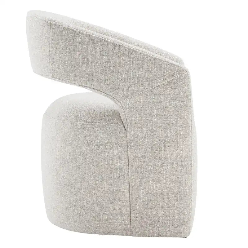 Chaise de salle à manger tonneau moderne avec roulettes et dossier ouvert, entièrement assemblée