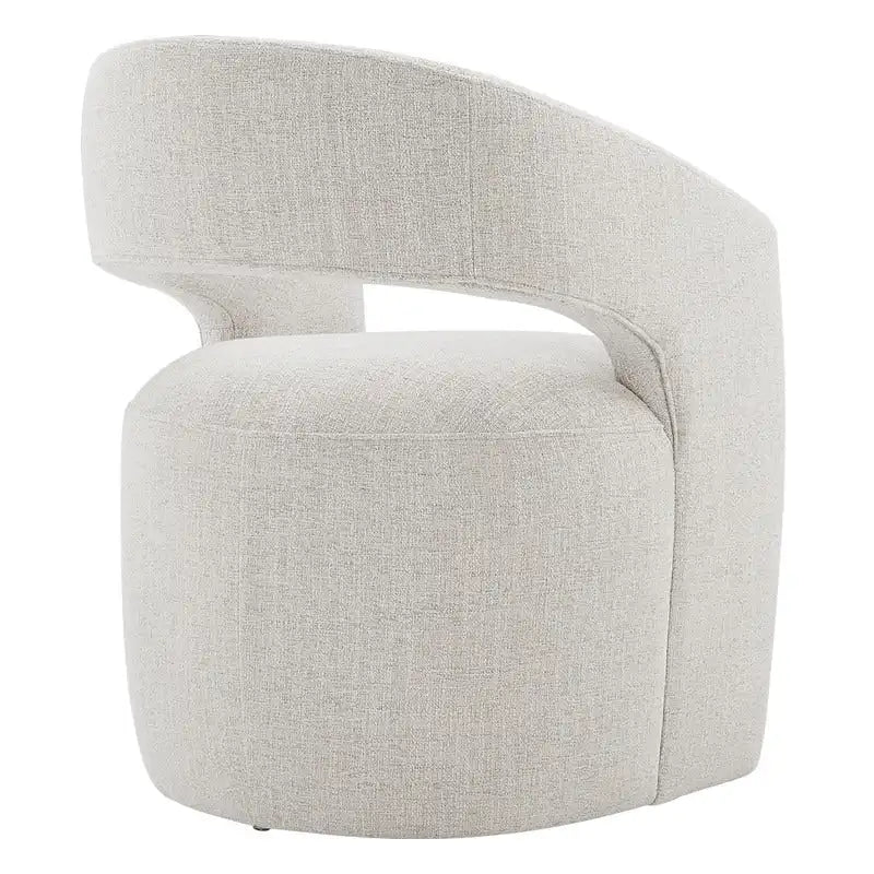 Chaise de salle à manger tonneau moderne avec roulettes et dossier ouvert, entièrement assemblée