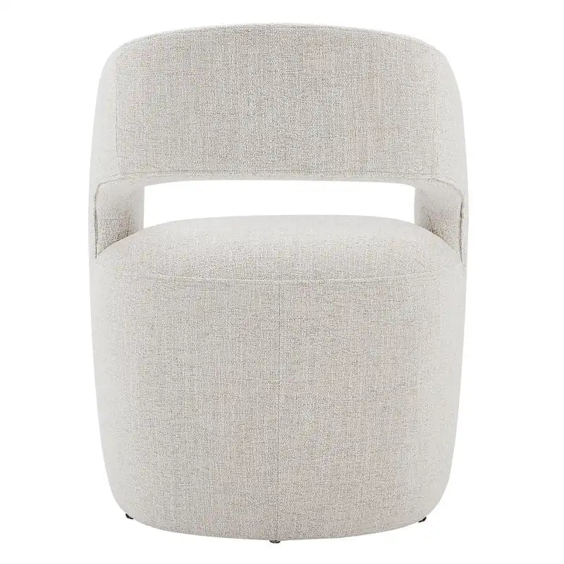 Chaise de salle à manger tonneau moderne avec roulettes et dossier ouvert, entièrement assemblée