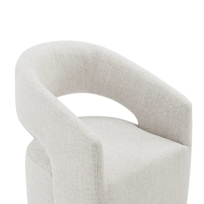 Chaise de salle à manger tonneau moderne avec roulettes et dossier ouvert, entièrement assemblée
