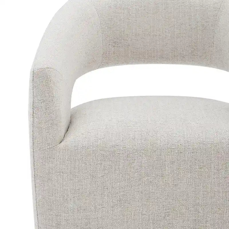 Chaise de salle à manger tonneau moderne avec roulettes et dossier ouvert, entièrement assemblée