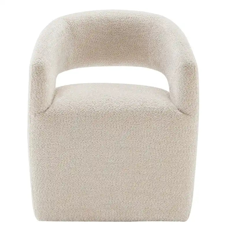 Chaise de salle à manger tonneau moderne avec roulettes et dossier ouvert, entièrement assemblée