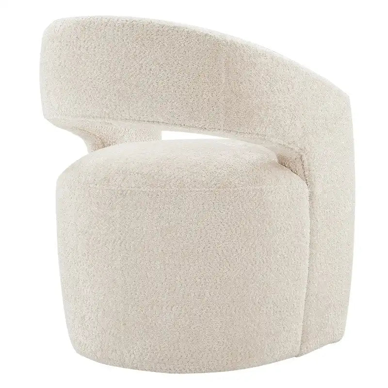 Chaise de salle à manger tonneau moderne avec roulettes et dossier ouvert, entièrement assemblée