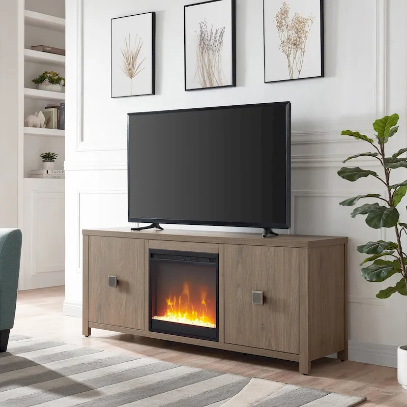 Meuble TV 58 po avec foyer électrique encastrable
