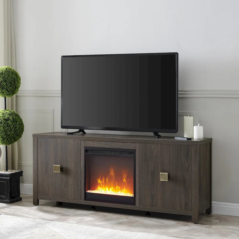Meuble TV 58 po avec foyer électrique encastrable